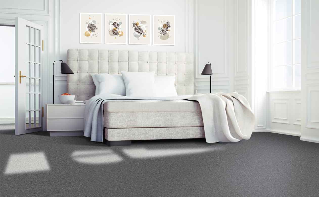 Grey carpet in bedroom